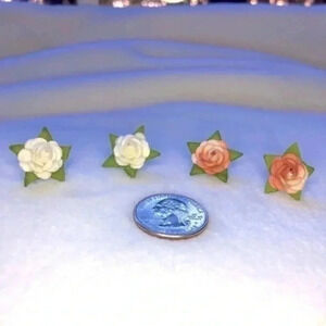 2 Pairs Handmade Rose Stud Earrings NWT